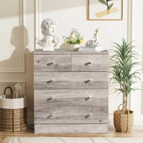 ZUN Modern Simple 5-Drawer Dresser Gray 08243882