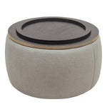 ZUN Round Storage Ottoman, 2 in 1 Function, Work as End table and Ottoman, Grey W48735177