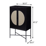 ZUN Black 2-door Wine Cabinet with Rattan Insert B062P185707