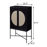 ZUN Black 2-door Wine Cabinet with Rattan Insert B062P185707