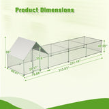 26'Lx6.7'Wx6.6' ft Large Metal Chicken Coop, Walk-in Chicken Run, Galvanized Wire Poultry Chicken W2505P197224