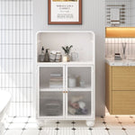 ZUN 45.28" H Cabinet, Bathroom Floor Cabinet with Glass Door and Shelves, Freestanding Display W757P205953