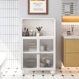 ZUN 45.28" H Cabinet, Bathroom Floor Cabinet with Glass Door and Shelves, Freestanding Display W757P205953