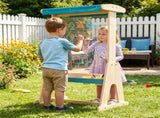 Kids Double-Sided Art Easel with Sun Canopy, Solid Fir Wood Drawing Board with Paper Roll & Paint 13005106