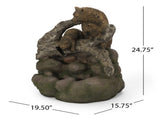 24.75" High CALLAN FOUNTAIN Weather Resistant Floor Fountain with Light, Light Brown Moss 71777.00LM