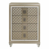 Glamorous Champagne Finish 1pc Chest of 4 Drawers Acrylic Feet Luxury Bedroom Furniture Beveled B011P172674