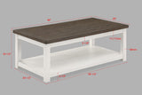 1pc Farmhouse Style Brown Coffee Table with White Base Rectangular Table Top Comes with Casters B011P245448
