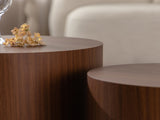 Nesting Coffee Table Set of 2 Round Wooden Coffee Tables Circle Modern Table for Small Space Living W3081P255157