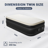 Twin Air Mattress with Built-in Pump, 18in Foam Topper Blow up Mattress, Quick Inflation/Deflation 48417832