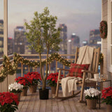 5.2FT Tall Artificial Tree Faux Plant Lush Evergreen Vibrant Green Foliage & Natural Trunk, 86085958