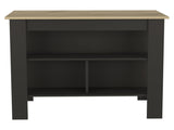 Rockaway 3-Shelf Kitchen Island Black Wengue and Light Oak B06280048