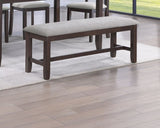 ZUN Contemporary Style 1pc Brown/Light Gray Dining Bench Fabric Upholstered Bench Wood Base Dining Room B011P243277