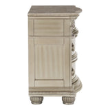Silver Finish European Design 1pc Nightstand w Genuine Marble Top Traditional Bedroom Furniture B01172438