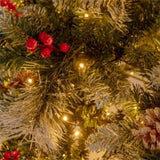 7ft Pre-Lit Christmas Tree - 70 Red Berries 70 Pine Cones, Changeable Lights & Auto-Stretching 16291170