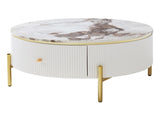 Modern Round Coffee Table with 2 large Drawers Storage Accent Table N735P338995K