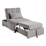 ZUN Modern Lift Top Storage Bench with Pull-out Bed 1pc Brownish Gray Velvet Tufted Solid Wood Furniture B011P170006