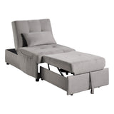 Modern Lift Top Storage Bench with Pull-out Bed 1pc Brownish Gray Velvet Tufted Solid Wood Furniture B011P170006