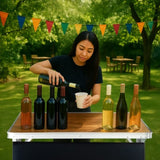 Portable Folding Bar Table with Shelf, Tradeshow Podium Table with Black Skirt and Carrying Bag, for 74020980