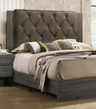 Contemporary 1pc King Size Bed Bedroom Furniture Tufted Design Headboard Rubberwood 1pc Bedframe B011P236789
