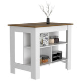 Cala Kitchen Island, Four Legs, Three Shelves -White / Walnut B20092012