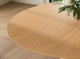 47 inch Round MDF Dining Table for 4, Modern Farmhouse Kitchen Table with Wood Strip Base, Oak 19836967