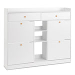 ZUN FCH 4 Drawers 2 Drawers with Top Baffle Shoe Cabinet Particle Board 128*25*107cm White 41329802