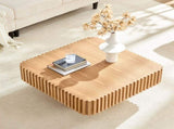 Modern 35.43 Inch Handcraft Drum Table Square Table for Living Room,Small Wooden W2582P360255