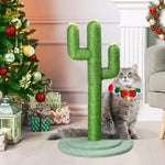 ZUN 26in Cactus Cat Scratching Post, Cute Cat Scratcher with Natural Sisal Posts & Flower Toppers for 48403907