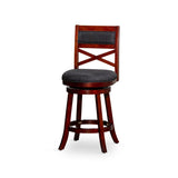 30" Bar Height X-Back Swivel Stool, Stool, Cherry Finish, Charcoal Fabric Seat B04660711