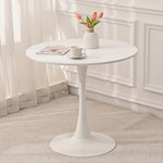 ZUN 31.5" Round Dining Table, Mid-Century White Tulip Table, Metal Base Pedestal Table for 2-4 W2533P170056