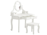 Kids Vanity Set with Mirror and Lights and Stool, 5 Storage Drawers, Pretend Play Princess Makeup 80505306