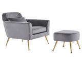 Half Disassembled Single Chair With Gold Feet And Pedals Flannelette Indoor Leisure Chair Dark Gray 65909311