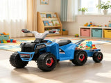 Blue 6V Toddler Electric Vehicle with Toy-Carrying Back Trailer, Gentle Forward & Backward, 66138722