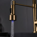 ZUN Commercial LED Kitchen Faucet with Pull Down Sprayer, Single Handle Single Lever Kitchen Sink Faucet W1932P156148