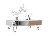 Coffee Table, 1 Drawer, 1 Shelf, White / Natural Oak B097P262379