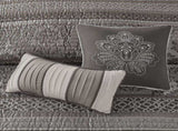 6-Piece Full/Queen 6 Piece Jacquard Quilt Set with Throw Pillows,Grey B035P408226