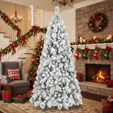 4FT Artificial Plant with 350 Tips Flocked Christmas Tree Snowy PVC Branches Stable Metal Stand Easy 59657549