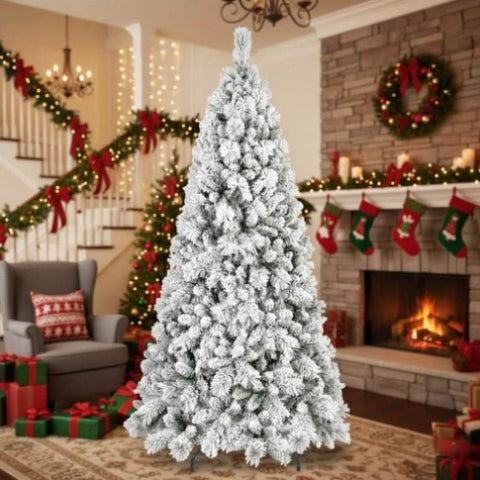 4FT Artificial Plant with 350 Tips Flocked Christmas Tree Snowy PVC Branches Stable Metal Stand Easy 59657549