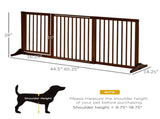 Freestanding Wooden Pet Gate, Length-Adjustable 3-Panel Gate with Lockable Door for Dogs & Cats 41147115