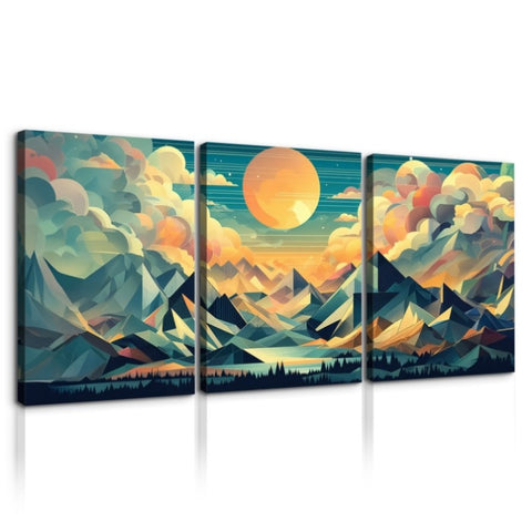 ZUN 3 Panels Framed Abstract Wood Grain Boho Style Mountain & Forest Canvas Wall Art Decor,3 Pieces W2060P155355