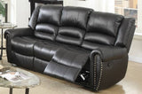 Plush Relax 1pc Manual Motion Sofa Only Black Color Bonded Leather 3-Seat Couch Armrest Cushion B011P205577