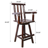 ZUN Rustic Bar Stool - Fir Wood Construction, Chair with Footrest,Wide Armrest, Rustic Kitchen Stool, 70148702