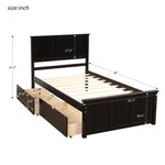 ZUN Platform Storage Bed, 2 drawers with wheels, Twin Size Frame, Espresso 75414746