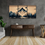 ZUN 3 Panels Framed Abstract Wood Grain Boho Style Mountain & Forest Canvas Wall Art Decor,3 Pieces W2060P155381