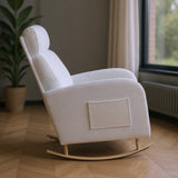 Chenille Upholstered Rocking Chair with Metal Legs and Side Storage Pocket Modern Comfort & 60836543