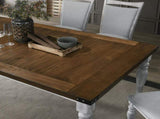 Salines Two-tone Wood Turned Leg Dining Table, Rustic White and Oak T2574P165170