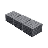 30 PCS Interlocking Deck Tiles Checker Pattern, 12" x 12" Square Light Gray Acacia Hardwood Outdoor 23546728