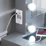 Gray Makeup Vanity and Stool Set with 10 Lights and USB Port and Power Outlet, 2x Drawers Luxurious B011P146566