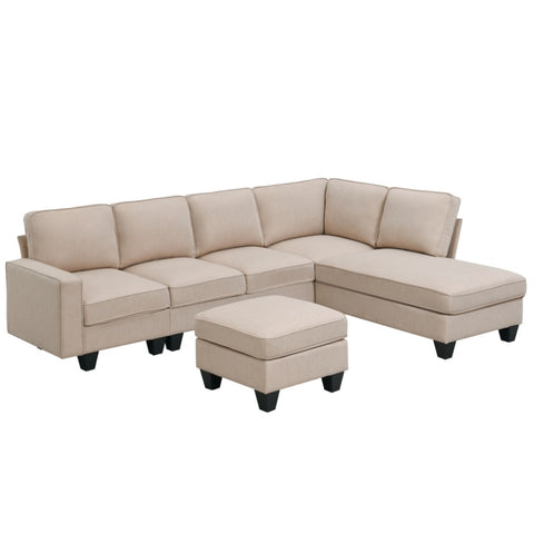 ZUN [New] 104.3*78.7" Modern L-shaped Sectional Sofa,7-seat Linen Fabric Couch Set with 51945284