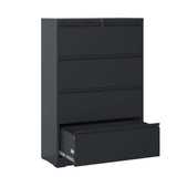 ZUN Lateral File Cabinet 4 Drawer, Black Filing Cabinet with Lock, Lockable File Cabinet for Home 25403782